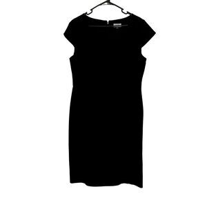 Tahari by Arthur S. Levine black dress midi length delicate cap sleeves formal